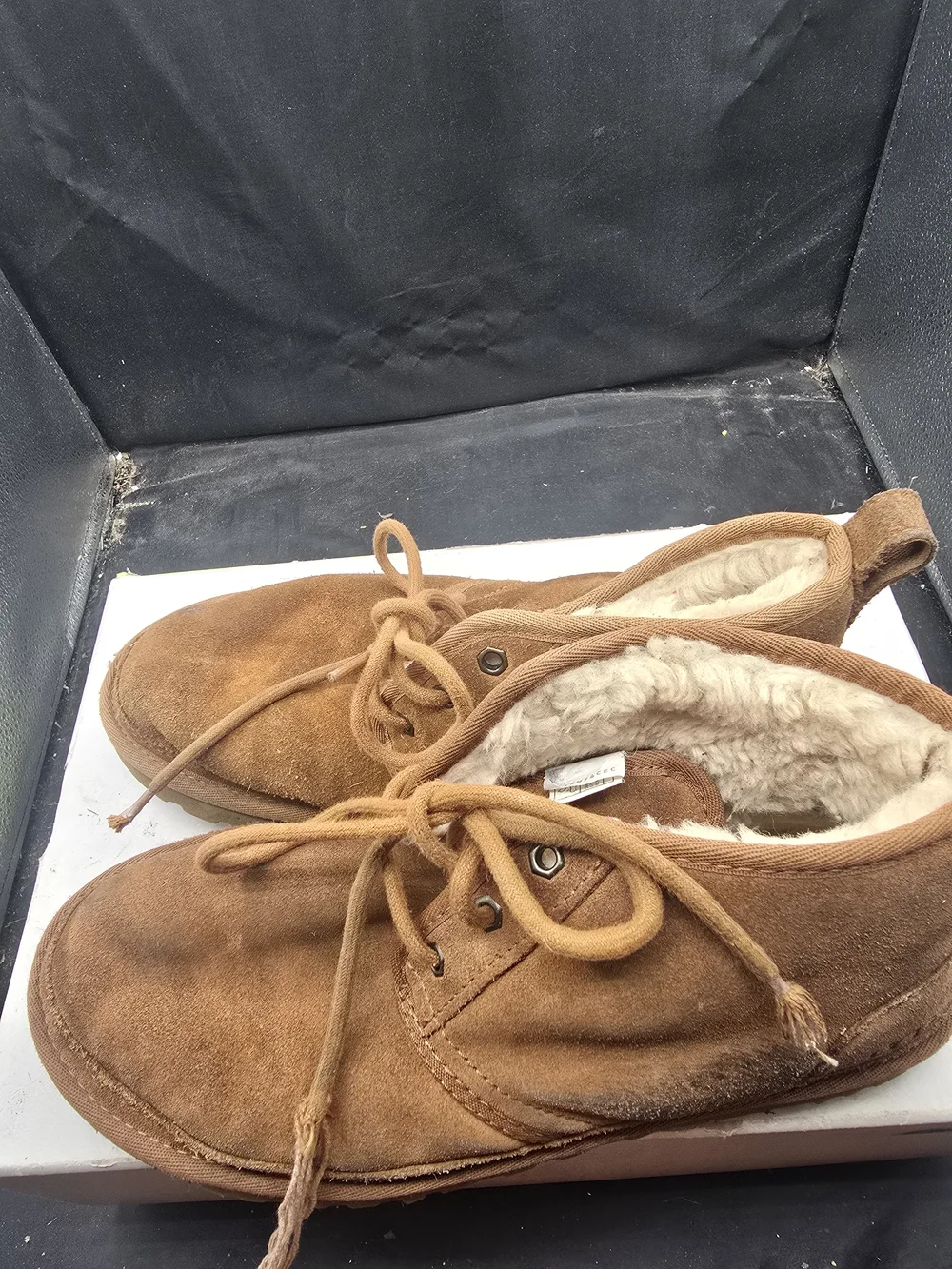 UGG Chestnut Suede Lace-Up Shearling Boots